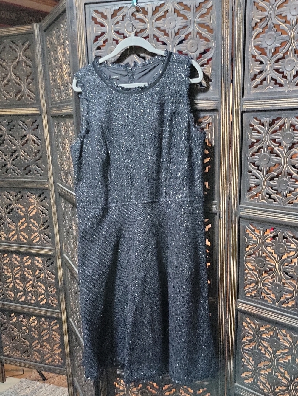 Talbots Black Sparkle Sleeveless Midi Dress